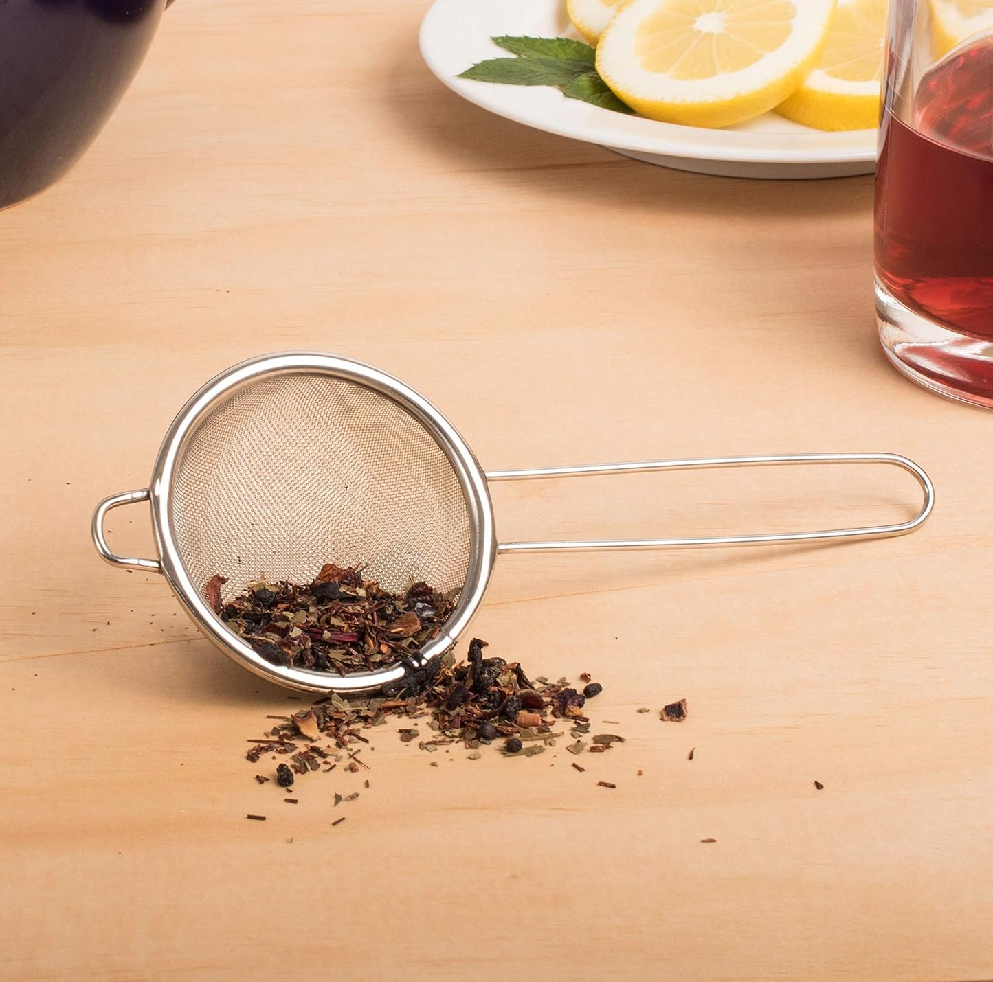 Kitchen Fine Mesh Tea Strainer With Helper Handle, 18/8 Stainless Steel, 2.75-Inch, For Sifting, Straining, And Brewing Tea, Coffee, Or Cocktails