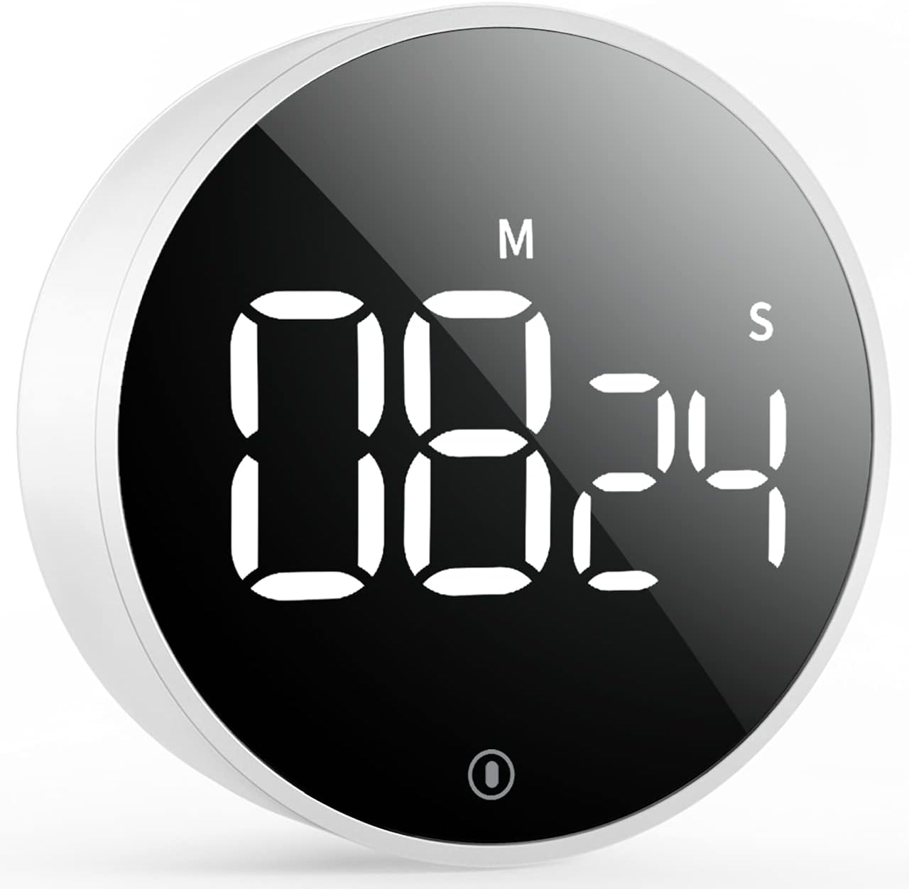 Digital Magnetic Kitchen Timer & Stopwatch with LED Display, Space Gray | Up to 99:55 Countdown & Count Up , Easy Twist Control, Adjustable Volume & Brightness, Magnetic Back, Battery Powered