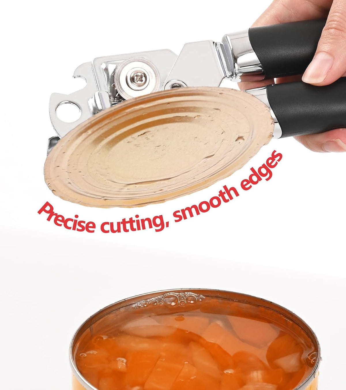 Stainless Steel Manual Can Opener with Bottle Opener | Smooth Edge, Handheld Heavy Duty, For Seniors & Camping, Magnetic Lid Remover, Safe Cut