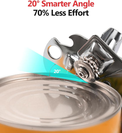 Stainless Steel Manual Can Opener with Bottle Opener | Smooth Edge, Handheld Heavy Duty, For Seniors & Camping, Magnetic Lid Remover, Safe Cut