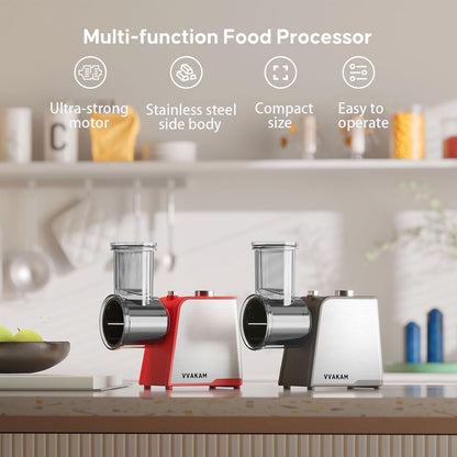 Electric Cheese Grater,300W DC Motor Salad Maker,Electric Slicer Shredder with 5 Different Shapes of Blades,Electric Vegetable Cutter for Potato,Carrot,Black