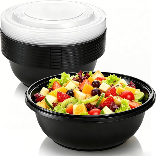 ZAVOOS 8 Pack 165 Oz Plastic Serving Bowls with Lids | Large Mixing Bowl with Non-Slip Base for Kitchen Prepping Baking Cooking, Round Food Storage Container for Party