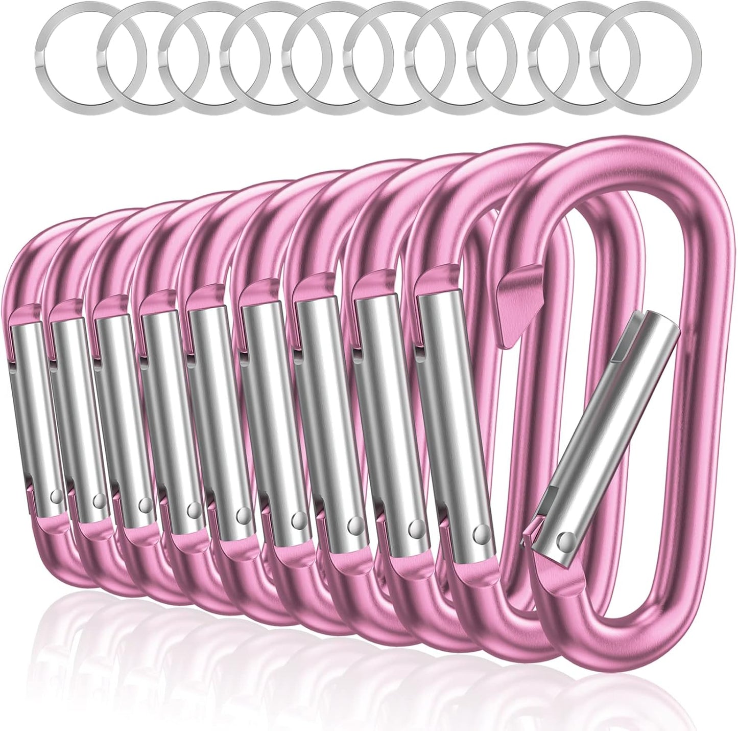 3" Aluminum Carabiner D Ring, Caribeener Clips, Spring Snap Hook for Keychain Clip, Set of 10