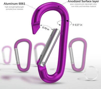 3" Aluminum Carabiner D Ring, Caribeener Clips, Spring Snap Hook for Keychain Clip, Set of 10