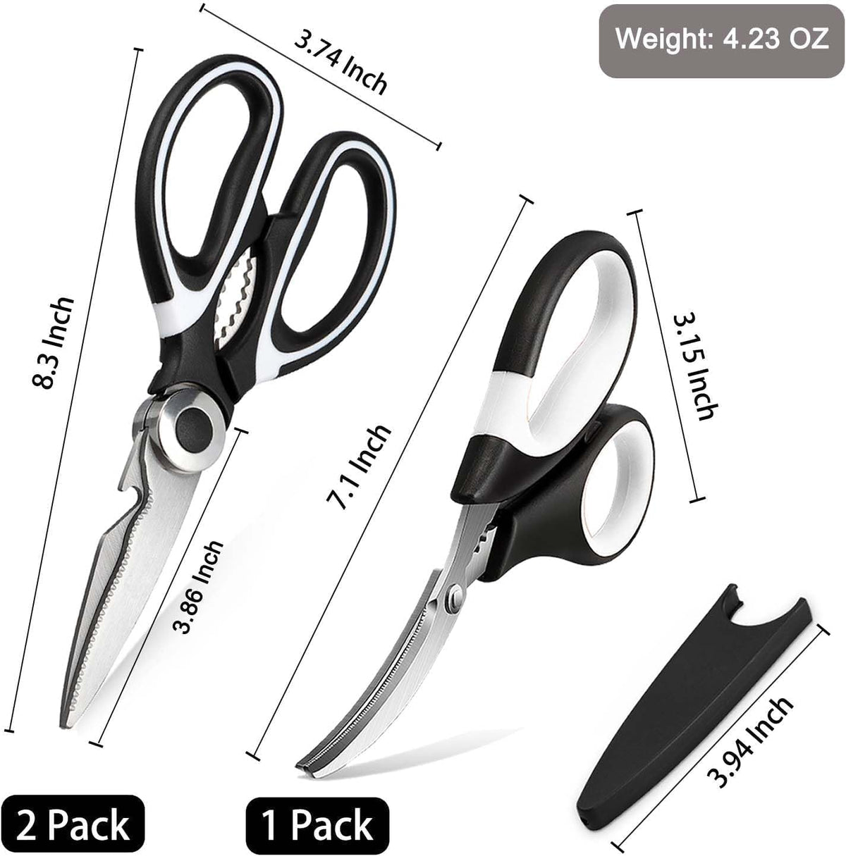 3 Pack Kitchen Scissors & Seafood Scissors Set, Sharp Kitchen Shears