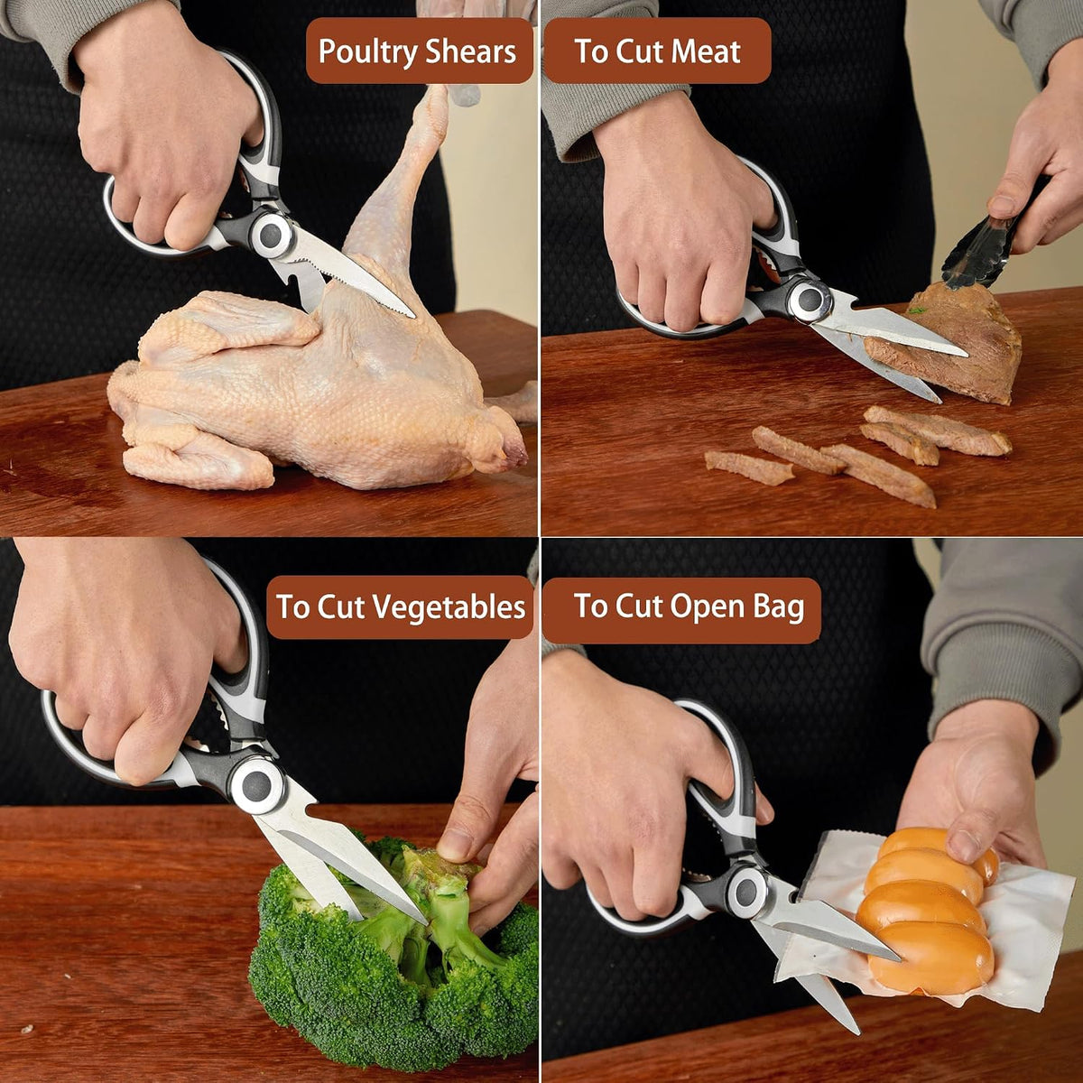 3 Pack Kitchen Scissors & Seafood Scissors Set, Sharp Kitchen Shears