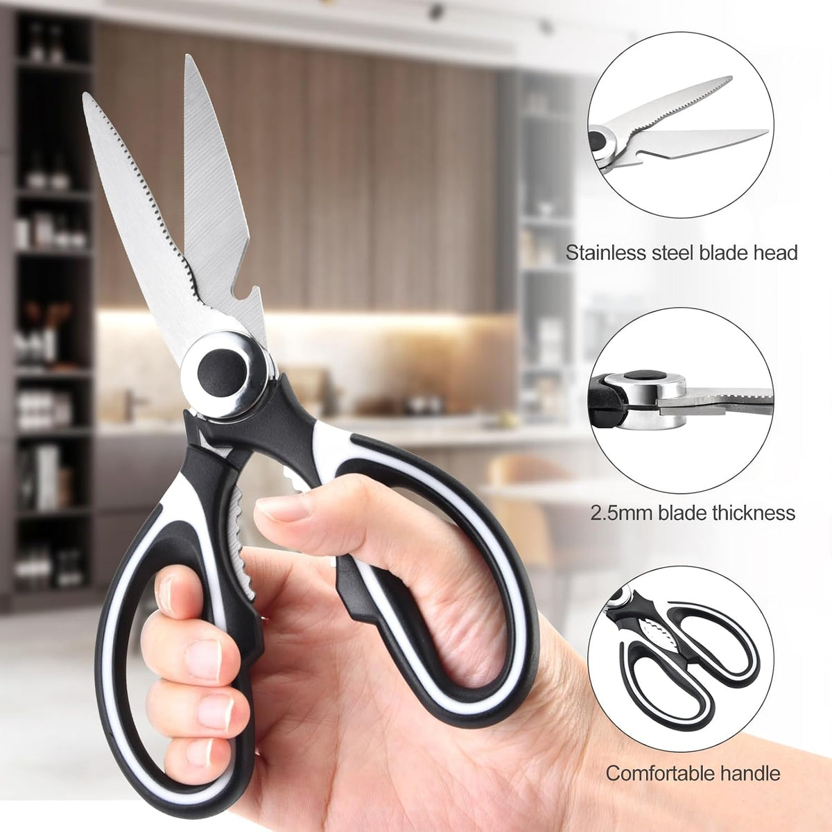 3 Pack Kitchen Scissors & Seafood Scissors Set, Sharp Kitchen Shears