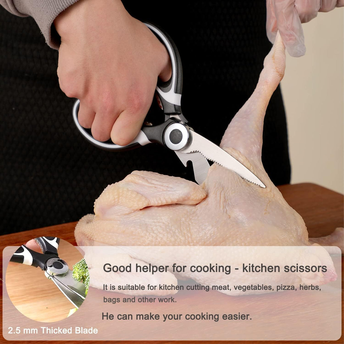 3 Pack Kitchen Scissors & Seafood Scissors Set, Sharp Kitchen Shears