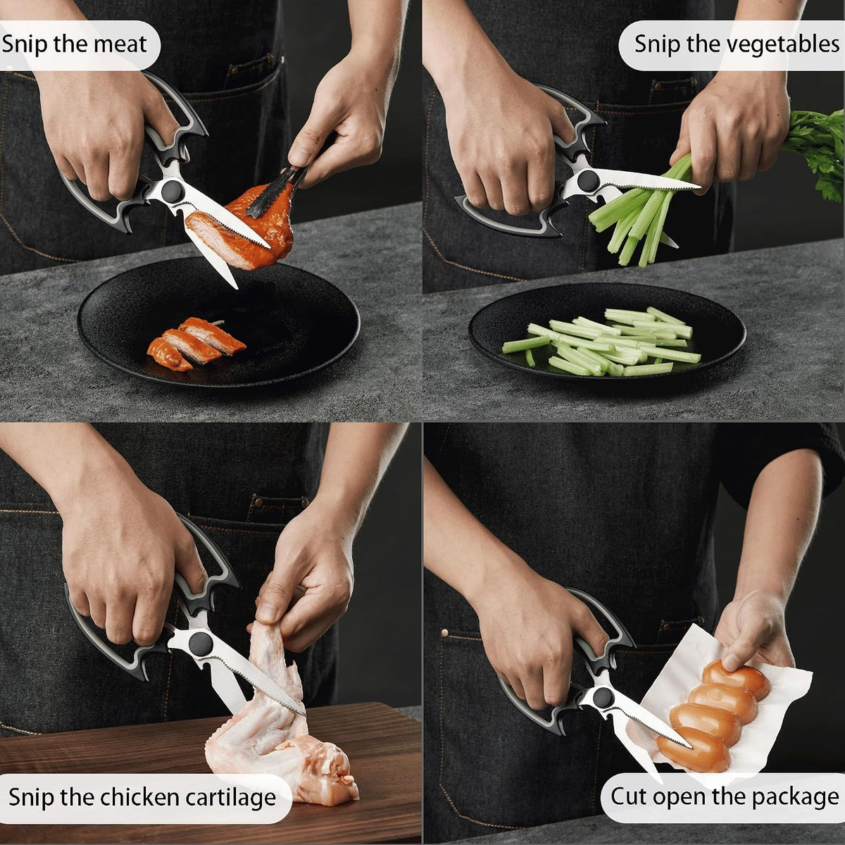 3 Pack Kitchen Scissors & Seafood Scissors Set, Sharp Kitchen Shears