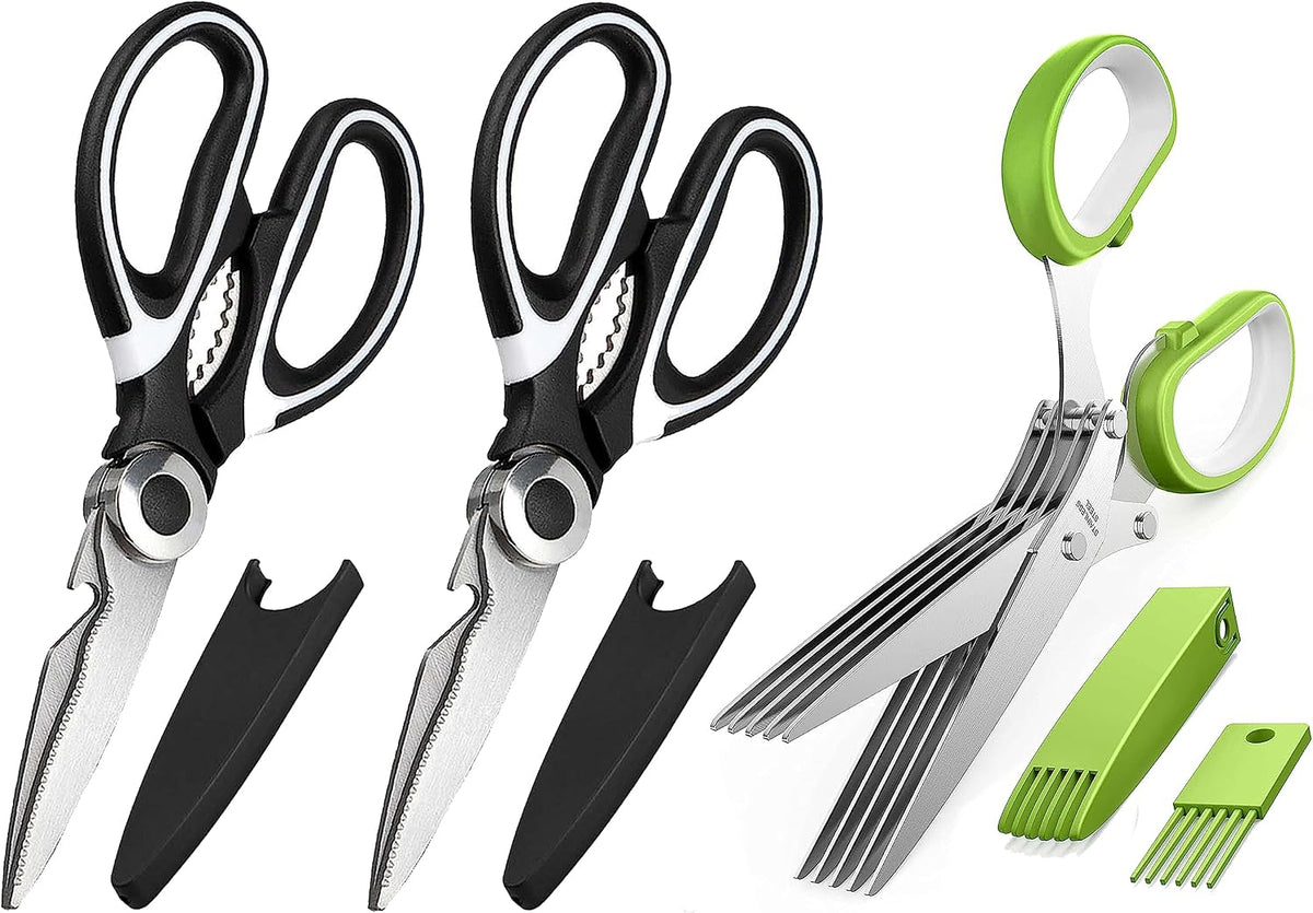 3 Pack Kitchen Scissors & Seafood Scissors Set, Sharp Kitchen Shears