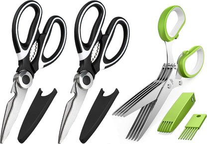 3 Pack Kitchen Scissors & Seafood Scissors Set, Sharp Kitchen Shears