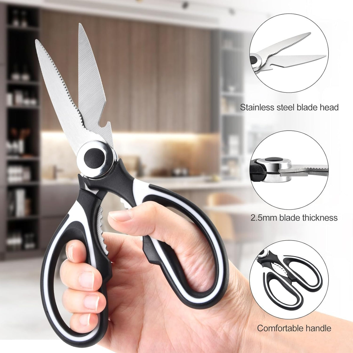 3 Pack Kitchen Scissors & Seafood Scissors Set, Sharp Kitchen Shears