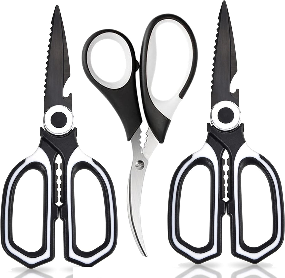 3 Pack Kitchen Scissors & Seafood Scissors Set, Sharp Kitchen Shears