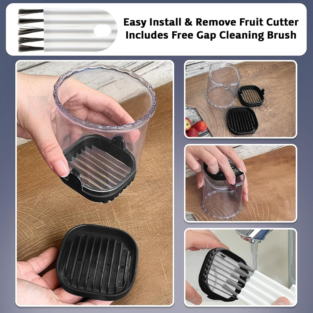 Strawberry Slicer Cup with Push Plate, Fruit Cutter Kitchen Gadget for Egg, Kiwi, Banana, Cucumber, Easy Fruit & Vegetable Slicer, Strawberry Cutter Tool for Quick Safe Cutting (Black)