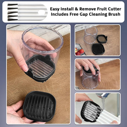 Strawberry Slicer Cup with Push Plate, Fruit Cutter Kitchen Gadget for Egg, Kiwi, Banana, Cucumber, Easy Fruit & Vegetable Slicer, Strawberry Cutter Tool for Quick Safe Cutting (Black)