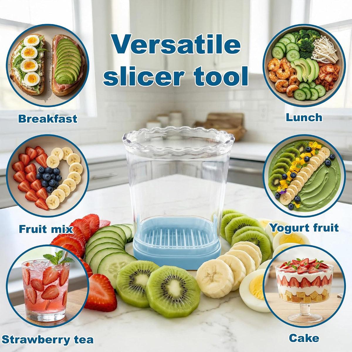 Strawberry Slicer Cup with Push Plate, Fruit Cutter Kitchen Gadget for Egg, Kiwi, Banana, Cucumber, Easy Fruit & Vegetable Slicer, Strawberry Cutter Tool for Quick Safe Cutting (Black)