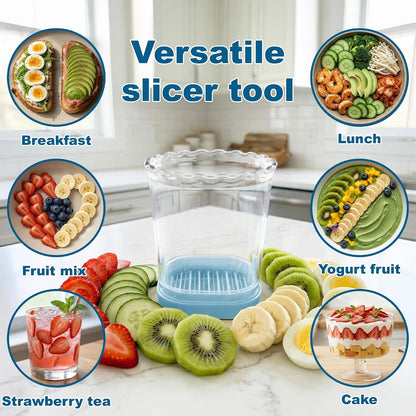 Strawberry Slicer Cup with Push Plate, Fruit Cutter Kitchen Gadget for Egg, Kiwi, Banana, Cucumber, Easy Fruit & Vegetable Slicer, Strawberry Cutter Tool for Quick Safe Cutting (Black)
