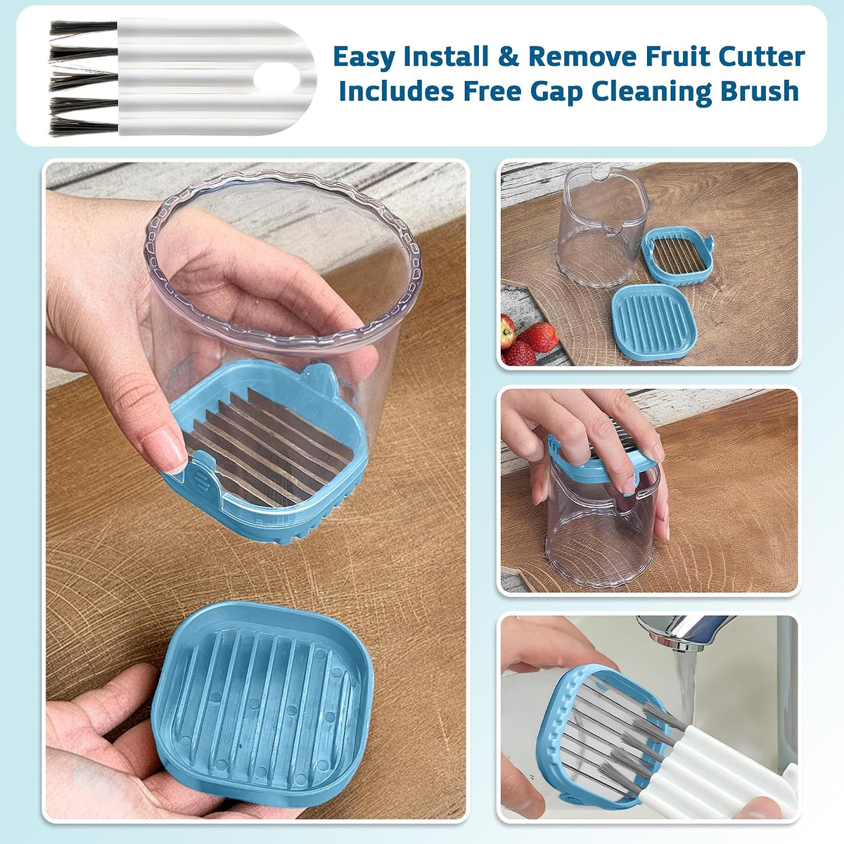 Strawberry Slicer Cup with Push Plate, Fruit Cutter Kitchen Gadget for Egg, Kiwi, Banana, Cucumber, Easy Fruit & Vegetable Slicer, Strawberry Cutter Tool for Quick Safe Cutting (Black)