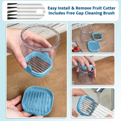 Strawberry Slicer Cup with Push Plate, Fruit Cutter Kitchen Gadget for Egg, Kiwi, Banana, Cucumber, Easy Fruit & Vegetable Slicer, Strawberry Cutter Tool for Quick Safe Cutting (Black)