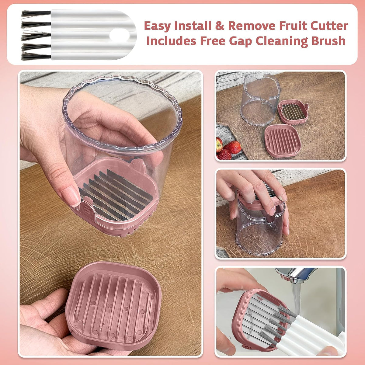 Strawberry Slicer Cup with Push Plate, Fruit Cutter Kitchen Gadget for Egg, Kiwi, Banana, Cucumber, Easy Fruit & Vegetable Slicer, Strawberry Cutter Tool for Quick Safe Cutting (Black)