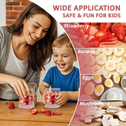 Strawberry Slicer Cup with Push Plate, Fruit Cutter Kitchen Gadget for Egg, Kiwi, Banana, Cucumber, Easy Fruit & Vegetable Slicer, Strawberry Cutter Tool for Quick Safe Cutting (Black)