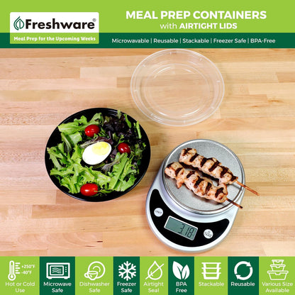 Meal Prep Bowl Containers [30 Pack] Plastic Bowls with Lids for Soup and Salad, Food Storage Bento Box, BPA Free, Stackable, Lunch Boxes, Microwave/Dishwasher/Freezer Safe (28 oz)