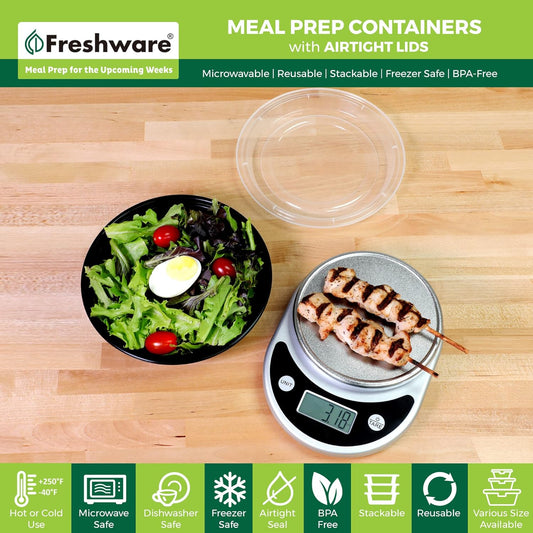 Meal Prep Bowl Containers [30 Pack] Plastic Bowls with Lids for Soup and Salad, Food Storage Bento Box, BPA Free, Stackable, Lunch Boxes, Microwave/Dishwasher/Freezer Safe (28 oz)
