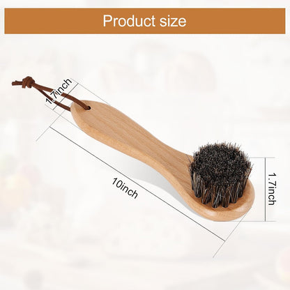 Natural Horsehair Cleaning Brush for Banneton Proofing Baskets, Round Sourdough Bread Basket Scraper & Flour Crumb Brush, Beech Wood Handle, Shed-Free Baking Supplies
