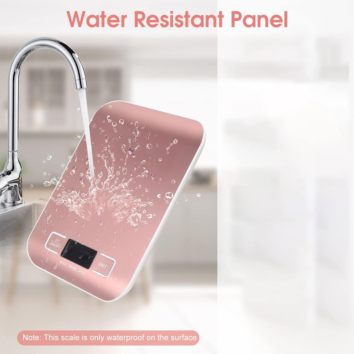 Kitchen Food Digital Scale Portable Postal Scale for Small Business Packages, Food, Handmade Goods, Liquids, with Large LCD Display High-Precision 1g Accuracy (Rose Gold Rechargeable(5kg/1g))