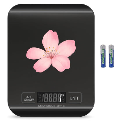 Kitchen Food Digital Scale Portable Postal Scale for Small Business Packages, Food, Handmade Goods, Liquids, with Large LCD Display High-Precision 1g Accuracy (Rose Gold Rechargeable(5kg/1g))