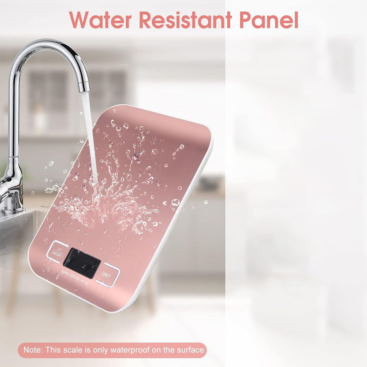 Kitchen Food Digital Scale Portable Postal Scale for Small Business Packages, Food, Handmade Goods, Liquids, with Large LCD Display High-Precision 1g Accuracy (Rose Gold Rechargeable(5kg/1g))