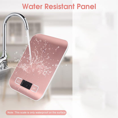Kitchen Food Digital Scale Portable Postal Scale for Small Business Packages, Food, Handmade Goods, Liquids, with Large LCD Display High-Precision 1g Accuracy (Rose Gold Rechargeable(5kg/1g))