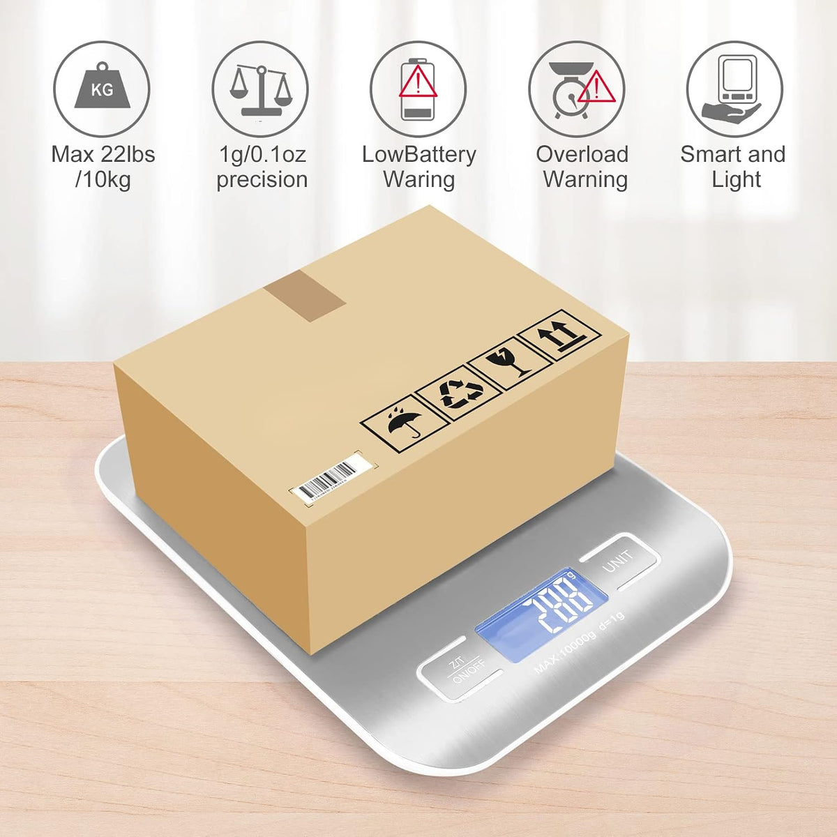 Kitchen Food Digital Scale Portable Postal Scale for Small Business Packages, Food, Handmade Goods, Liquids, with Large LCD Display High-Precision 1g Accuracy (Rose Gold Rechargeable(5kg/1g))