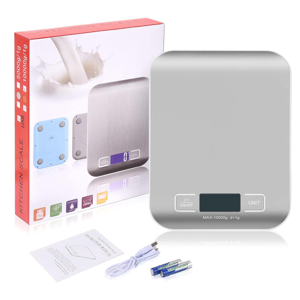 Kitchen Food Digital Scale Portable Postal Scale for Small Business Packages, Food, Handmade Goods, Liquids, with Large LCD Display High-Precision 1g Accuracy (Rose Gold Rechargeable(5kg/1g))