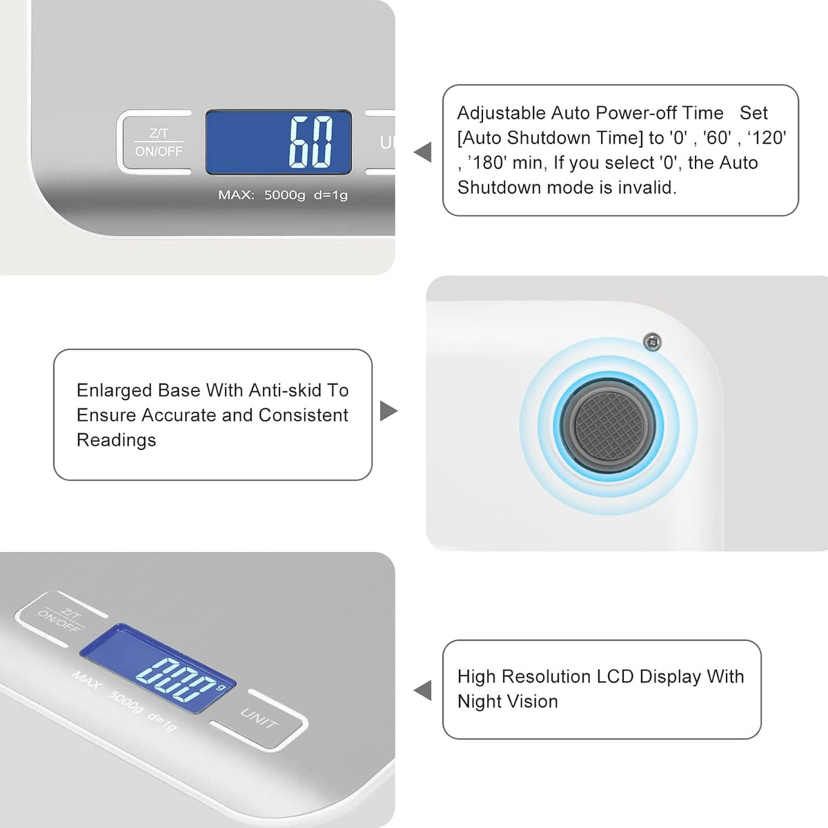Kitchen Food Digital Scale Portable Postal Scale for Small Business Packages, Food, Handmade Goods, Liquids, with Large LCD Display High-Precision 1g Accuracy (Rose Gold Rechargeable(5kg/1g))