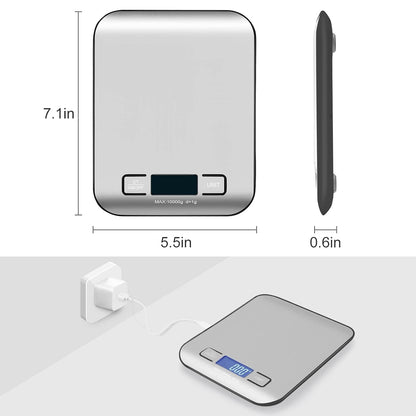 Kitchen Food Digital Scale Portable Postal Scale for Small Business Packages, Food, Handmade Goods, Liquids, with Large LCD Display High-Precision 1g Accuracy (Rose Gold Rechargeable(5kg/1g))