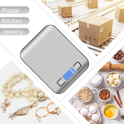 Kitchen Food Digital Scale Portable Postal Scale for Small Business Packages, Food, Handmade Goods, Liquids, with Large LCD Display High-Precision 1g Accuracy (Rose Gold Rechargeable(5kg/1g))