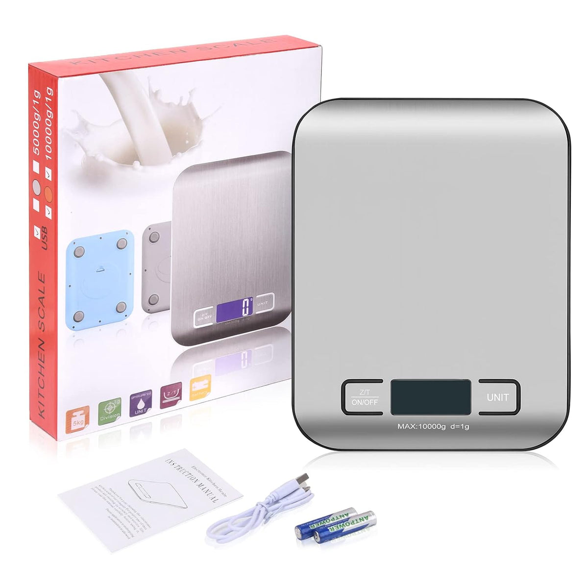 Kitchen Food Digital Scale Portable Postal Scale for Small Business Packages, Food, Handmade Goods, Liquids, with Large LCD Display High-Precision 1g Accuracy (Rose Gold Rechargeable(5kg/1g))