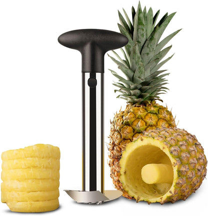 Pineapple Corer Slicer Peeler, Stainless Steel Eye Remover Decorer Wedger Cutter, Spiral Cutting Tools with Metal Blade, Non-Slip Grip for Fruit Rings, Home Kitchen Restaurant Chef Use