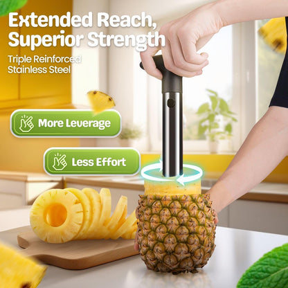 Pineapple Corer Slicer Peeler, Stainless Steel Eye Remover Decorer Wedger Cutter, Spiral Cutting Tools with Metal Blade, Non-Slip Grip for Fruit Rings, Home Kitchen Restaurant Chef Use