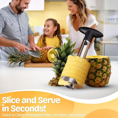 Pineapple Corer Slicer Peeler, Stainless Steel Eye Remover Decorer Wedger Cutter, Spiral Cutting Tools with Metal Blade, Non-Slip Grip for Fruit Rings, Home Kitchen Restaurant Chef Use