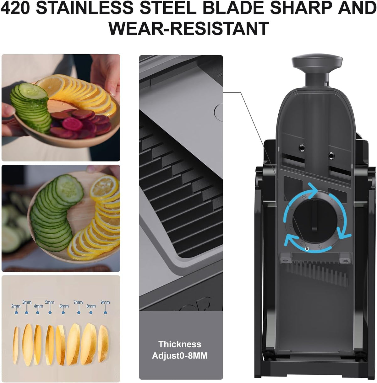 Safe Mandoline Slicer for Kitchen, Vegetable & Food Cutter (Only Slice)