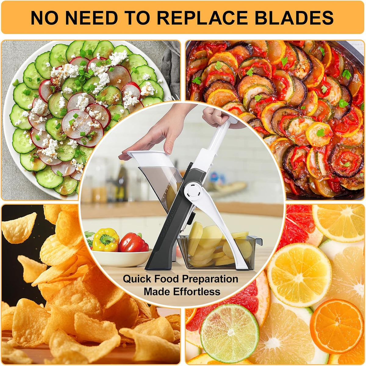 Safe Mandoline Slicer for Kitchen, Vegetable & Food Cutter (Only Slice)