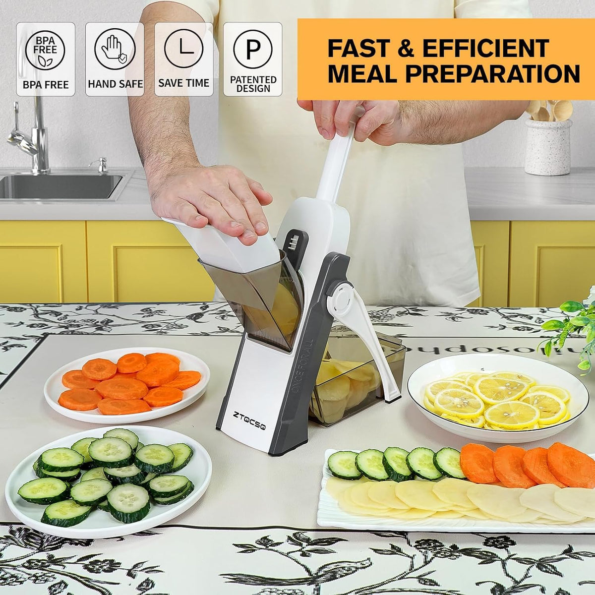 Safe Mandoline Slicer for Kitchen, Vegetable & Food Cutter (Only Slice)