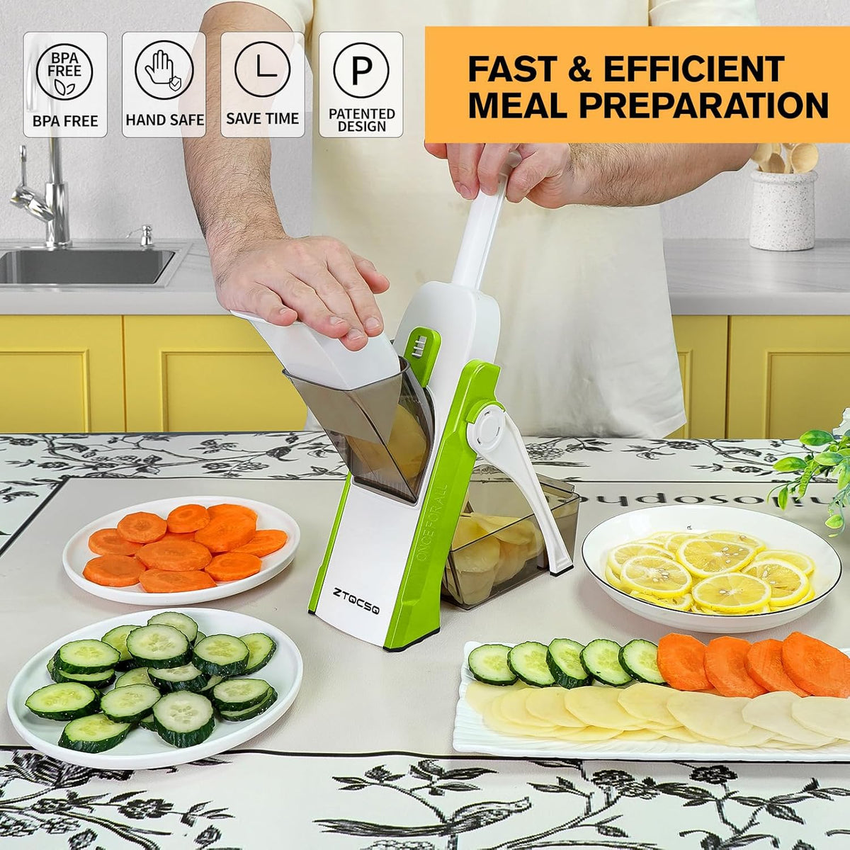 Safe Mandoline Slicer for Kitchen, Vegetable & Food Cutter (Only Slice)