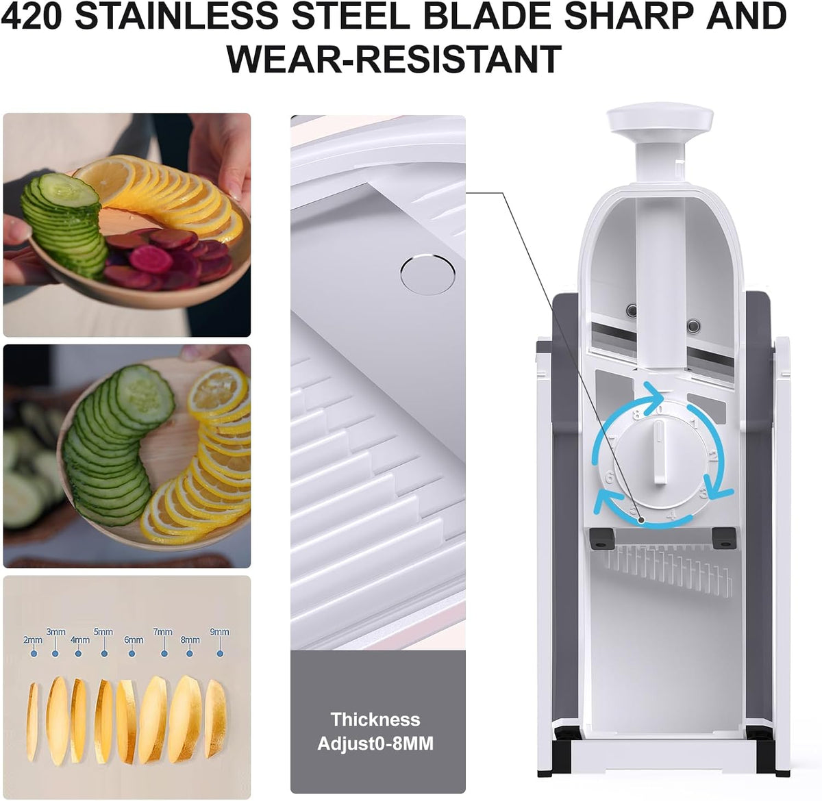 Safe Mandoline Slicer for Kitchen, Vegetable & Food Cutter (Only Slice)