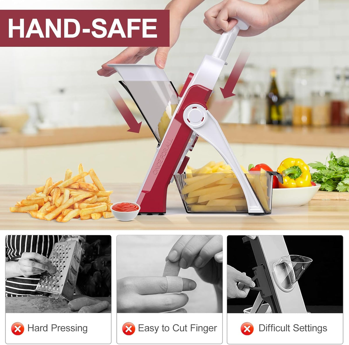 Safe Mandoline Slicer for Kitchen, Vegetable & Food Cutter (Only Slice)