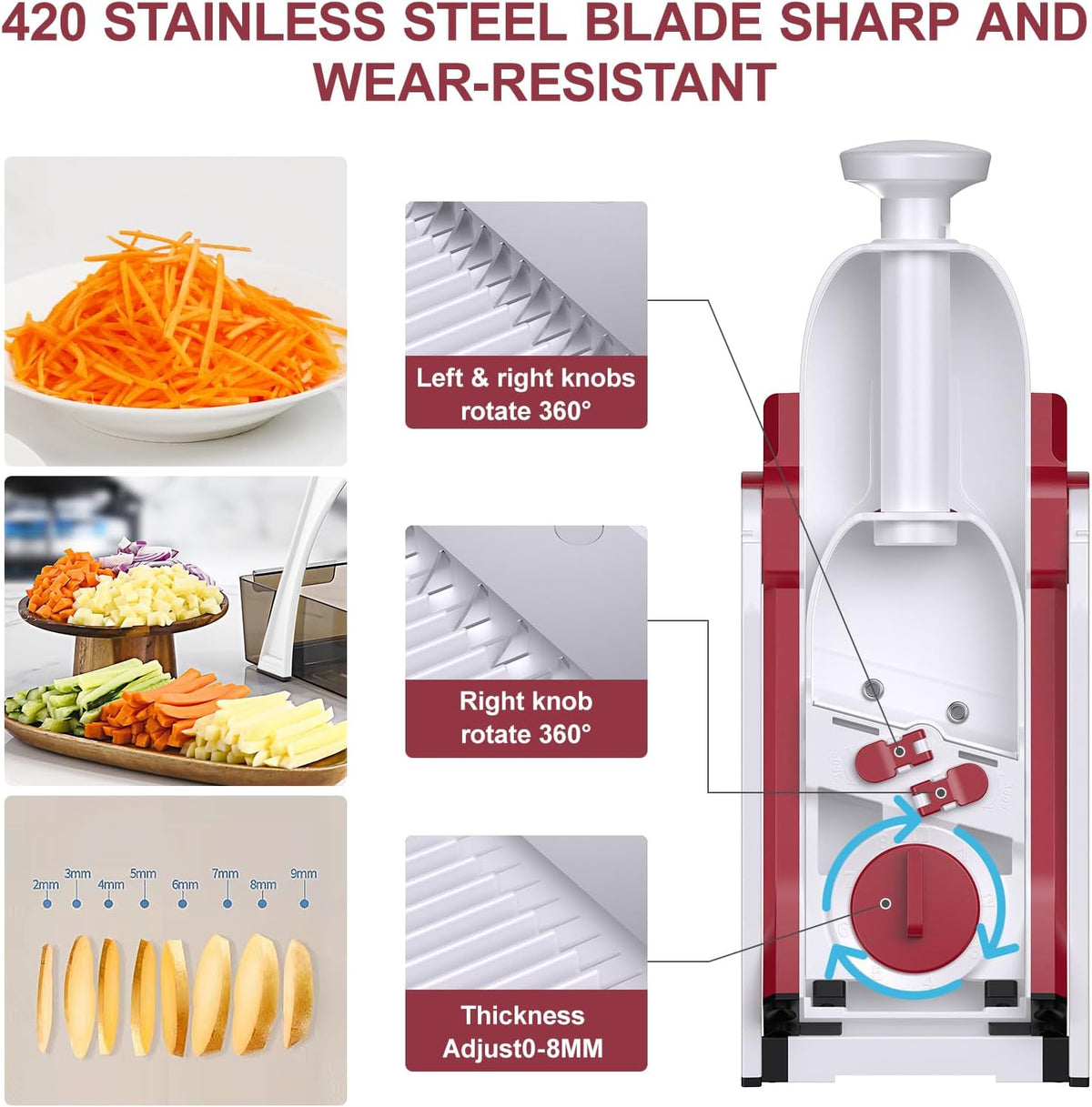 Safe Mandoline Slicer for Kitchen, Vegetable & Food Cutter (Only Slice)