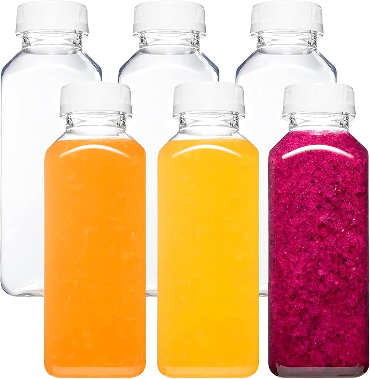 Norcalway 4 Oz Small Plastic Bottles with Black Caps for Liquids - Ginger Shot Lids, Wellness Juice Freezer Safe, Leak Proof, Food Grade 4 Oz, white