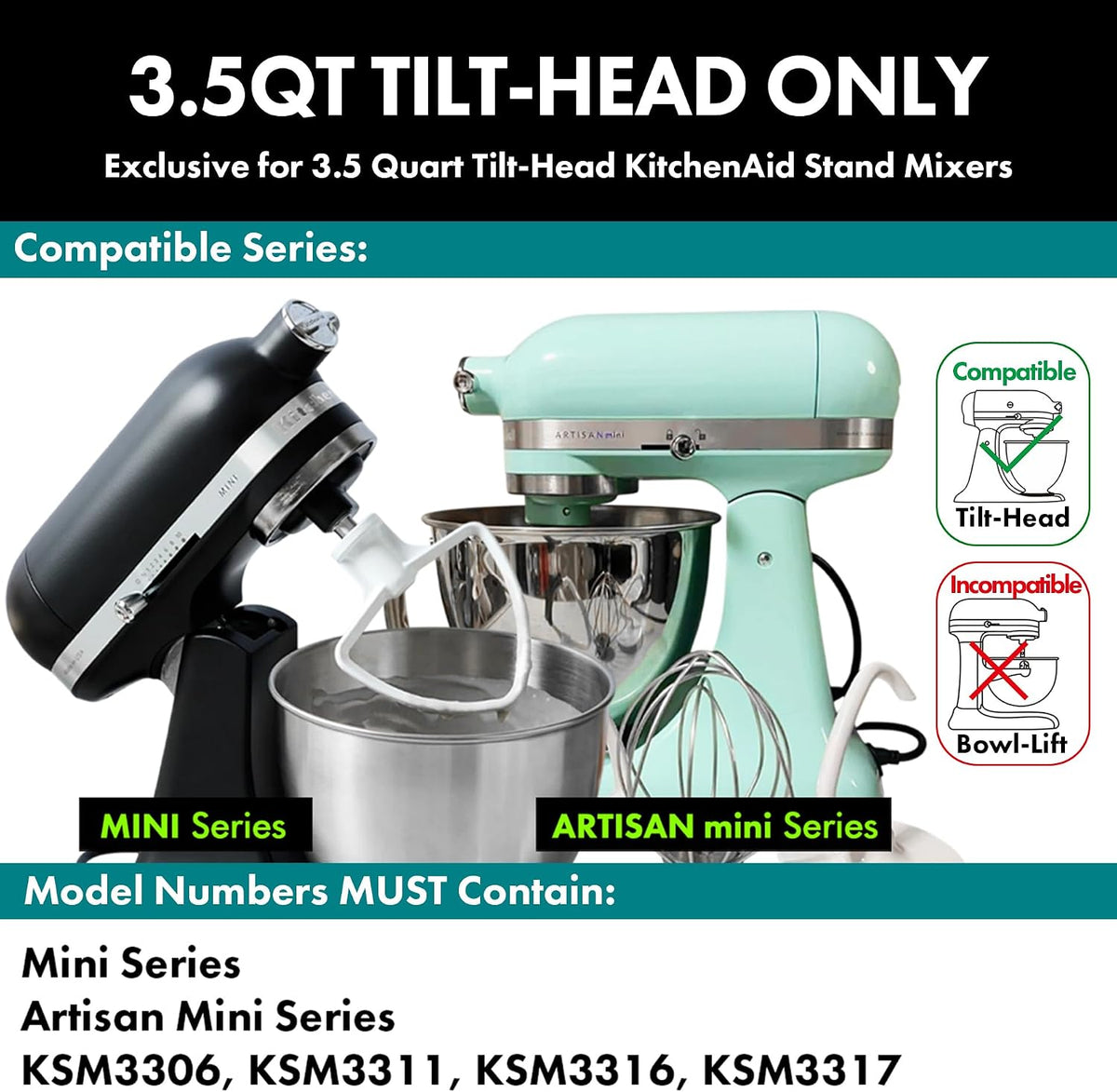 QAP Stainless Steel Wire Whip Fits KitchenAid 4.5 5 QT Tilt Head